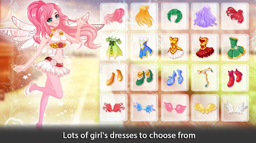 Скачать Dress Up Angel Anime Girl Game (Мод: Безлимитные монеты и все наряды) на Андроид — скриншот 1