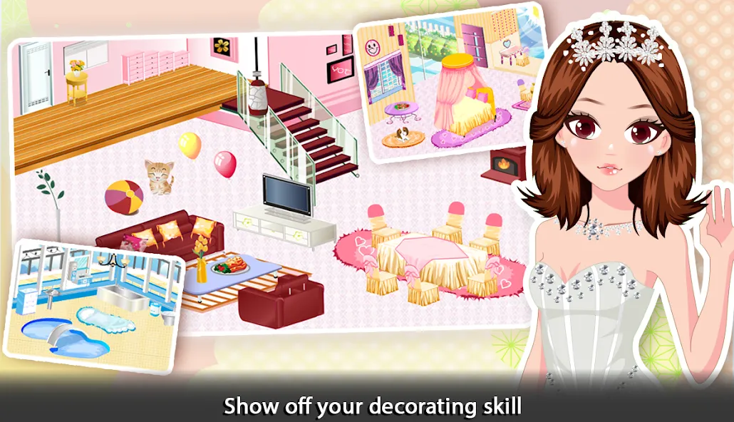 Girl Doll House - Room Design MOD — Безлимитные деньги и открыты все комнаты на Андроид — скриншот 2