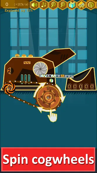 Steampunk Idle Gear Spinner — Взломанная версия (Безлимитные деньги и ускоренная прокачка) — скриншот 1