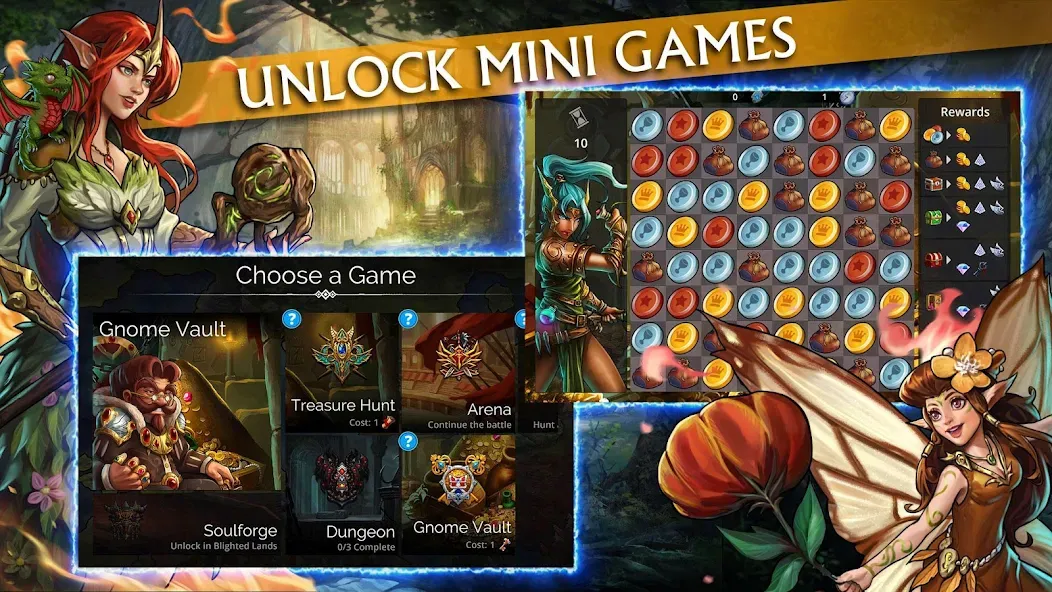 Gems of War - Match 3 RPG MOD APK на Android — Безлимитные ходы и открыты все герои — скриншот 3