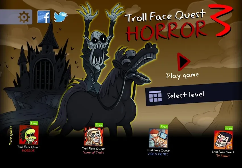 Скачать взломанную Troll Face Quest: Horror 3 — Безлимитные подсказки и открыты все уровни — скриншот 1