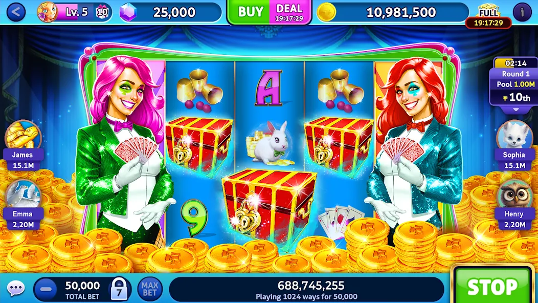 Jackpot Madness Slots Casino — Мод: Безлимитные монеты и джекпоты — скриншот 1