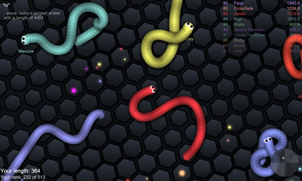 slither.io — Без рекламы и бесконечный рост — скриншот 3
