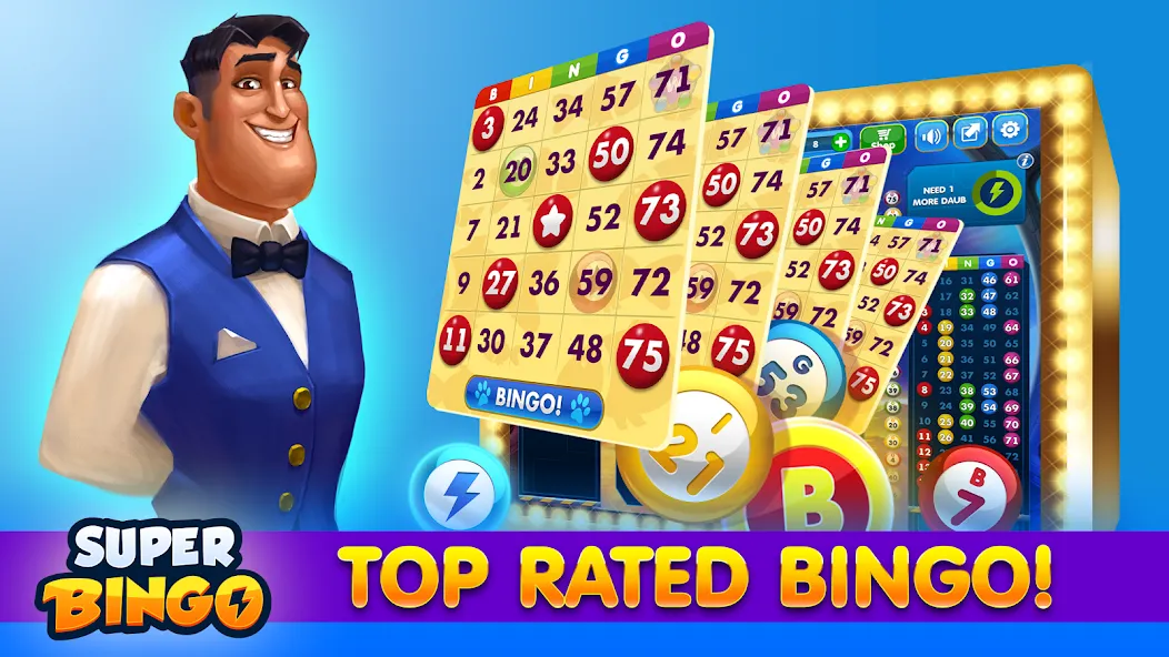 Super Bingo HD - Bingo Games MOD APK на Android — Без рекламы и бесконечные билеты — скриншот 1