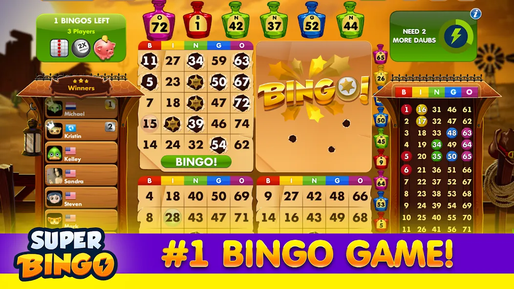 Super Bingo HD - Bingo Games MOD APK на Android — Без рекламы и бесконечные билеты — скриншот 4