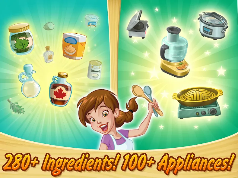 Kitchen Scramble: Cooking Game на Андроид — Мод Безлимитные монеты и все рецепты — скриншот 3