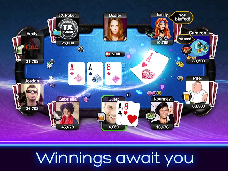 TX Poker - Texas Holdem Poker (Мод Безлимитные фишки и все функции открыты) — скриншот 2