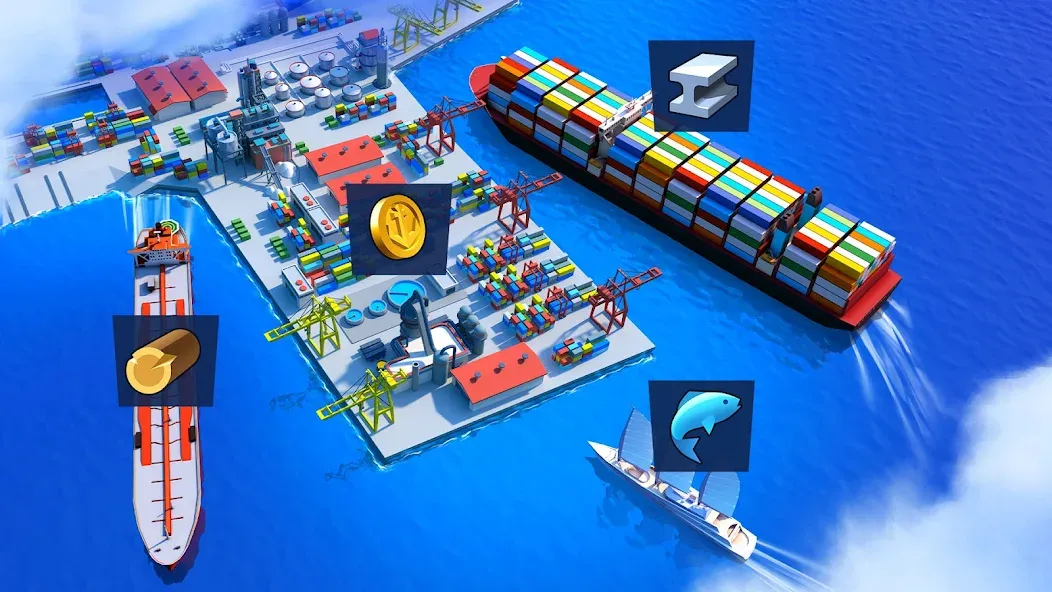 Скачать Sea Port: Cargo Boat Tycoon (Мод: Безлимитные деньги и ресурсы) на Андроид — скриншот 5