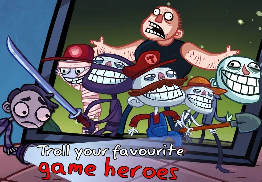 Скачать взлом Troll Face Quest: Video Games на Андроид — Открыты все уровни и подсказки — скриншот 2