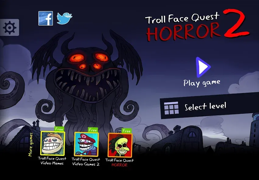 Скачать Troll Face Quest: Horror 2 на Android — Безлимитные подсказки и открыты все уровни — скриншот 1
