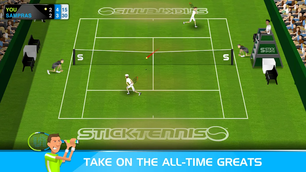 Скачать Stick Tennis на Android — Безлимитные деньги и все ракетки — скриншот 2