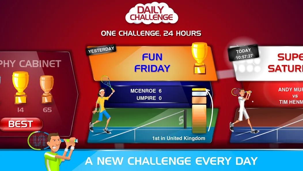 Скачать Stick Tennis на Android — Безлимитные деньги и все ракетки — скриншот 5