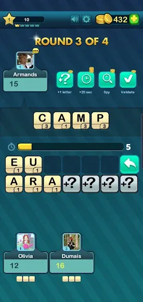 Word Battle MOD APK на Android — Безлимитные подсказки и жизни — скриншот 1