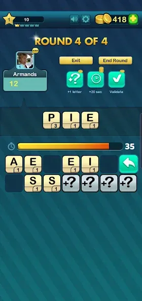 Word Battle MOD APK на Android — Безлимитные подсказки и жизни — скриншот 2