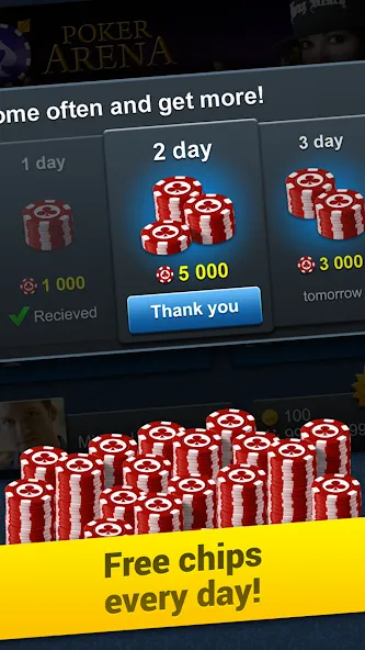 Poker Arena: texas holdem game — Мод: Безлимитные фишки и открыты все столы — скриншот 2