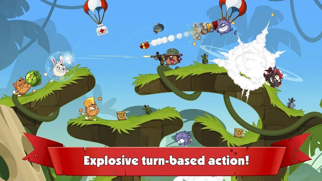 Wormix: PvP Tactical Shooter на Андроид — Мод Безлимитные ресурсы и мощное оружие — скриншот 1 Wormix: PvP Tactical Shooter на Андроид — Мод Безлимитные ресурсы и мощное оружие — скриншот 1