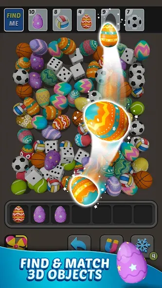 Triple Find - Match Triple 3D MOD APK на Android — Безлимитные подсказки и открыты уровни — скриншот 1