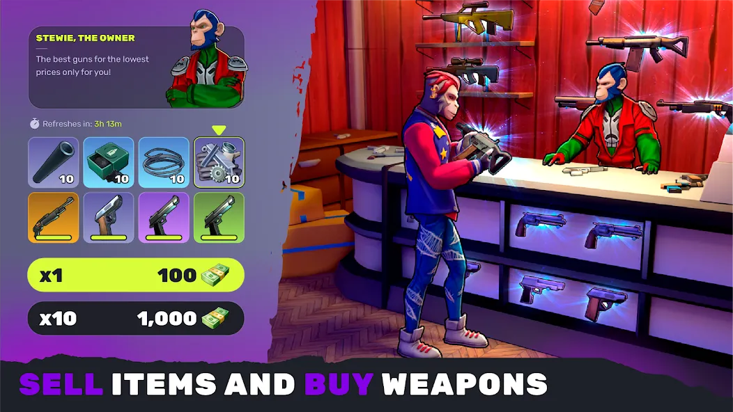 Epic Apes: MMO Survival — Мод: Безлимитные ресурсы и здоровье — скриншот 4