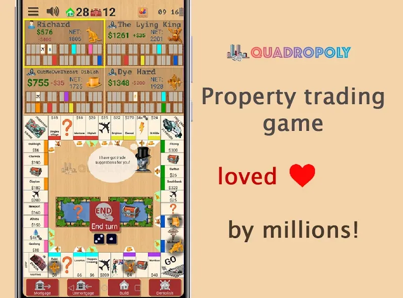Quadropoly - Classic Business MOD — Безлимитные деньги и бонусы на Андроид — скриншот 1
