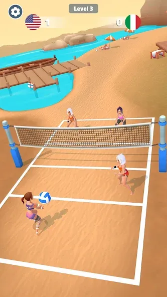 Скачать взлом Beach Volleyball Game на Андроид — Безлимитные монеты и все уровни — скриншот 2
