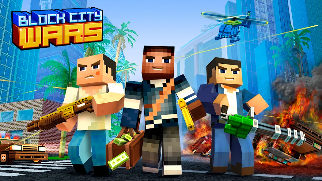Block City Wars: Pixel Shooter — Безлимитные деньги и оружие — скриншот 1