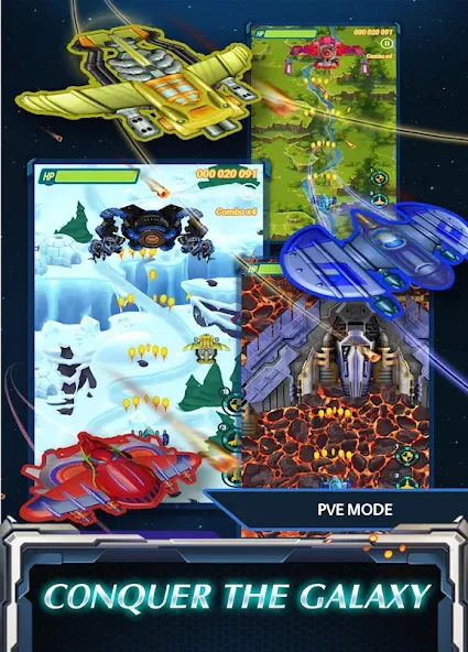 Скачать Skyforce Invaders MOD APK — Безлимитные деньги и мощное оружие — скриншот 1