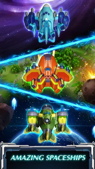 Скачать Skyforce Invaders MOD APK — Безлимитные деньги и мощное оружие — скриншот 3