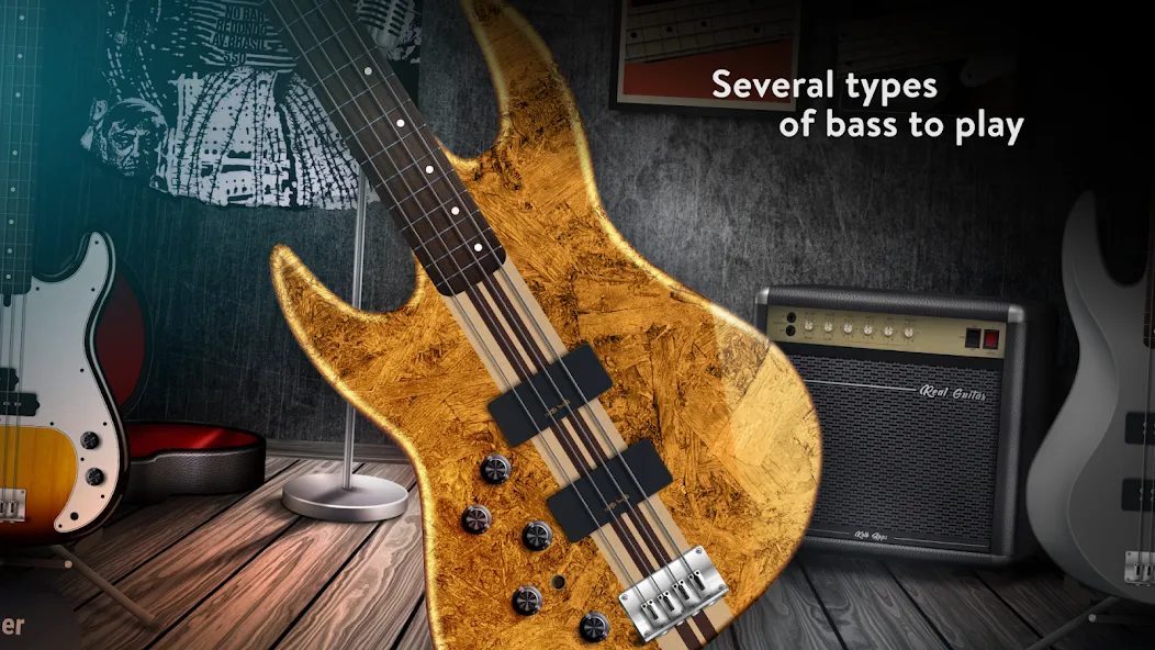 Real Bass: bass guitar (Мод Безлимитные ноты и все струны открыты) — скриншот 3