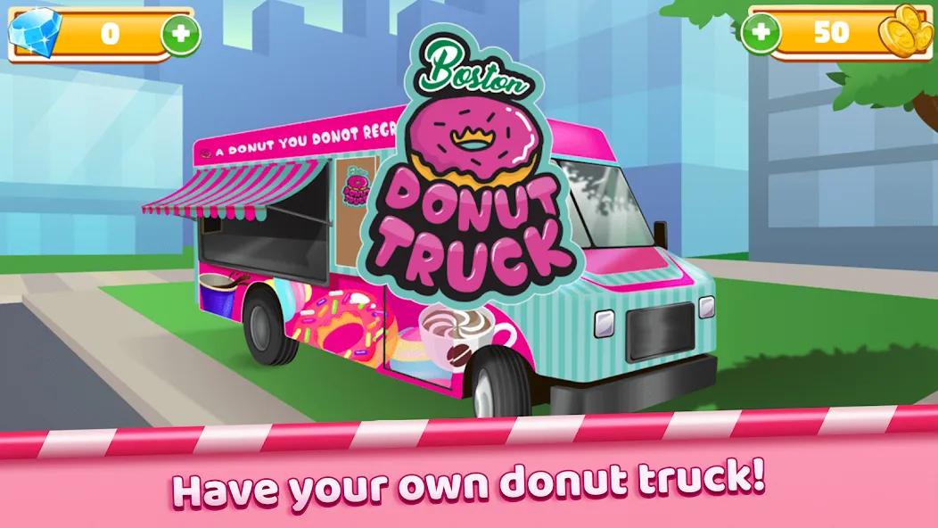 Скачать Boston Donut Truck: Food Game (Мод: Безлимитные деньги и ресурсы) на Андроид — скриншот 1