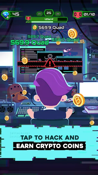 Скачать Hacking Hero: Hacker Clicker с модом — Безлимитные деньги и энергия — скриншот 2