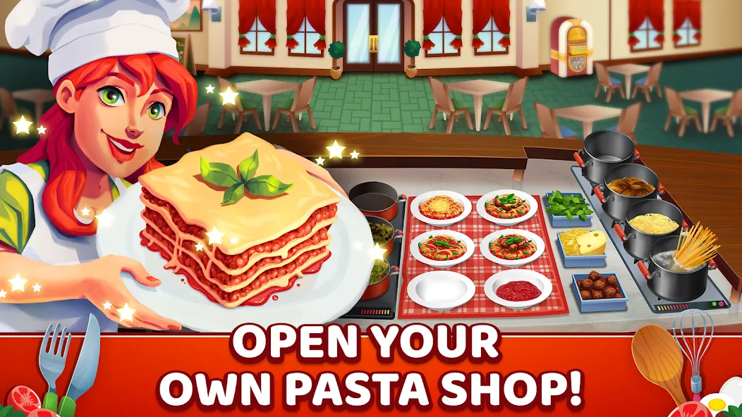 Скачать My Pasta Shop: Cooking Game — Модификация Безлимитные монеты и открыты все рецепты — скриншот 1