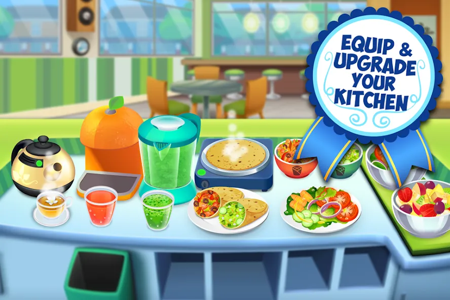 My Salad Bar: Veggie Food Game MOD APK на Android — Безлимитные монеты и все рецепты — скриншот 4