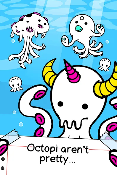 Скачать Octopus Evolution: Idle Game (Мод: Безлимитные деньги и алмазы) на Андроид — скриншот 1
