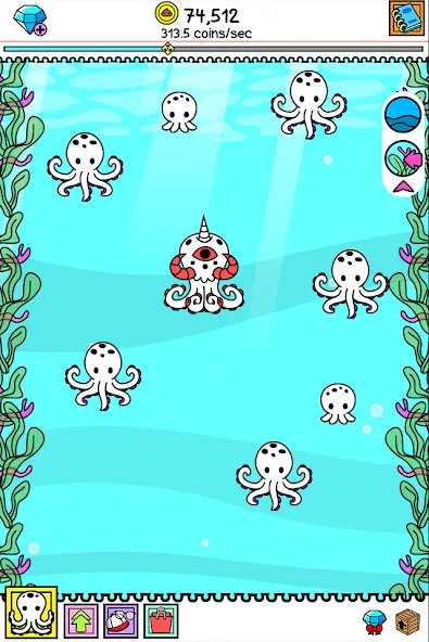 Скачать Octopus Evolution: Idle Game (Мод: Безлимитные деньги и алмазы) на Андроид — скриншот 5