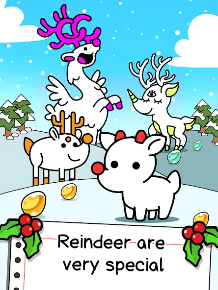 Reindeer Evolution: Idle Game — Взломанная версия (Много монет и ускорение) — скриншот 5 Reindeer Evolution: Idle Game — Взломанная версия (Много монет и ускорение) — скриншот 5