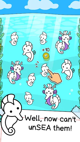 Seahorse Evolution: Sea Mutant на Андроид — Мод Безлимитные деньги и ресурсы — скриншот 2