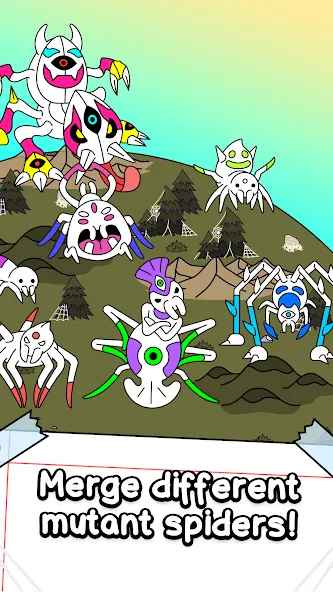 Spider Evolution: Idle Game MOD APK на Android — Безлимитные деньги и ресурсы — скриншот 3 Spider Evolution: Idle Game MOD APK на Android — Безлимитные деньги и ресурсы — скриншот 3