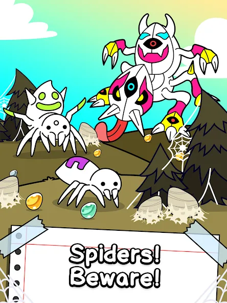 Spider Evolution: Idle Game MOD APK на Android — Безлимитные деньги и ресурсы — скриншот 5 Spider Evolution: Idle Game MOD APK на Android — Безлимитные деньги и ресурсы — скриншот 5