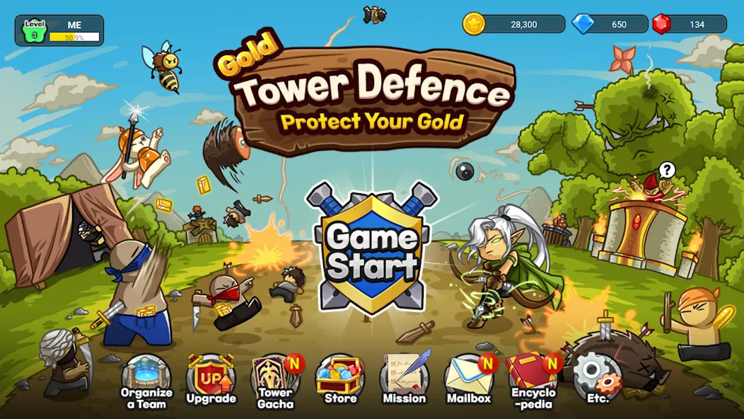 Скачать Gold tower defence M с модом — Безлимитные деньги и усиленная защита — скриншот 1
