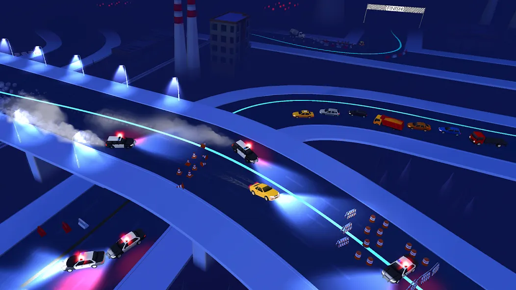 Скачать взломанную Line Race: Police Pursuit — Безлимитные деньги и все машины открыты — скриншот 3