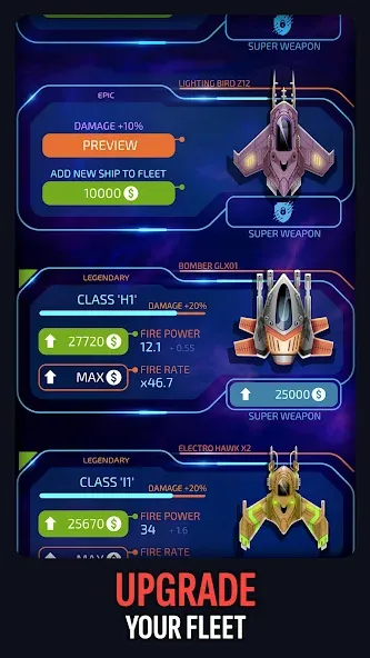 Galaxy Keeper: Space Shooter на Андроид — Мод Много денег и всё открыто — скриншот 4 Galaxy Keeper: Space Shooter на Андроид — Мод Много денег и всё открыто — скриншот 4