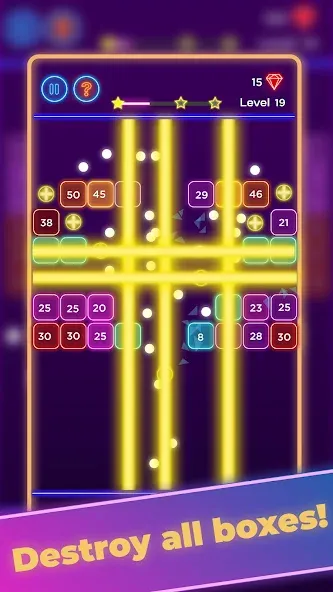 Brick Breaker - Neon Bricks — Мод: Без рекламы и много жизней — скриншот 3