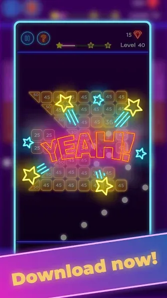 Brick Breaker - Neon Bricks — Мод: Без рекламы и много жизней — скриншот 5