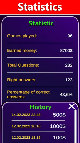 Millionaire 2024 Mod APK Безлимитные деньги и подсказки — Скачать на Андроид — скриншот 4