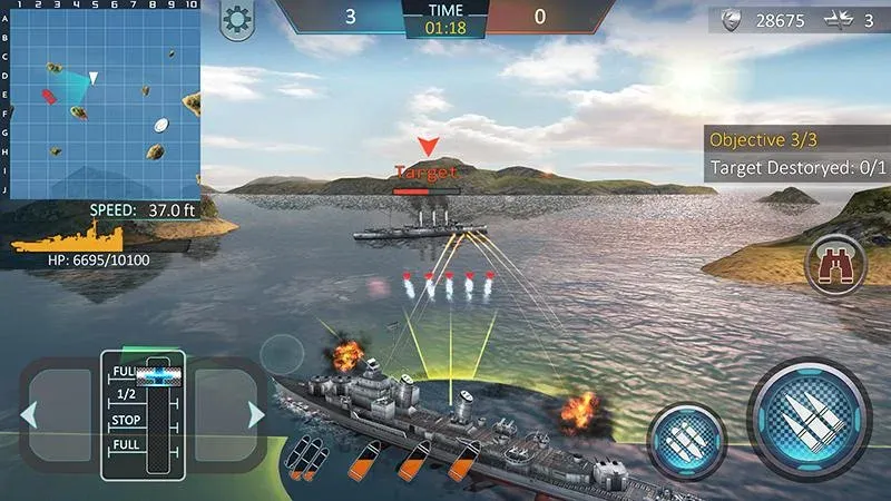 Скачать Warship Attack 3D на Андроид — Безлимитные деньги и патроны — скриншот 2