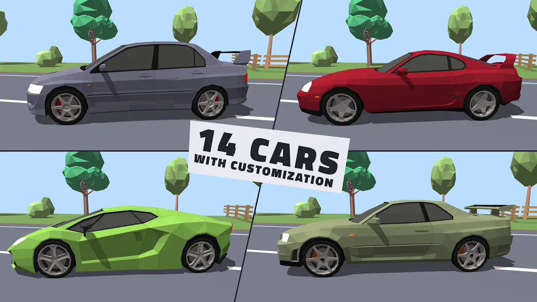 Скачать Polygon Drift: Traffic Racing — Модификация Без рекламы и открыты машины — скриншот 2
