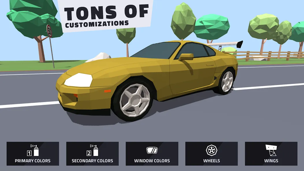 Скачать Polygon Drift: Traffic Racing — Модификация Без рекламы и открыты машины — скриншот 4