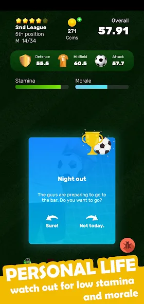 Скачать Football Career Soccer Legend (Мод: Безлимитные деньги и опыт) на Андроид — скриншот 3
