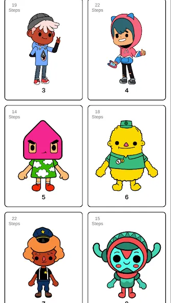 Скачать взлом How to draw Toca на Андроид — Пошаговое рисование персонажей — скриншот 2
