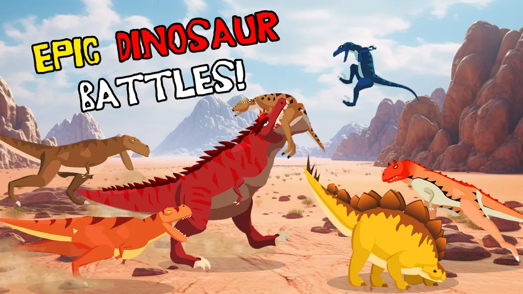 Скачать T-Rex Fights Dinosaurs (Мод: Безлимитное здоровье и урон) на Андроид — скриншот 1